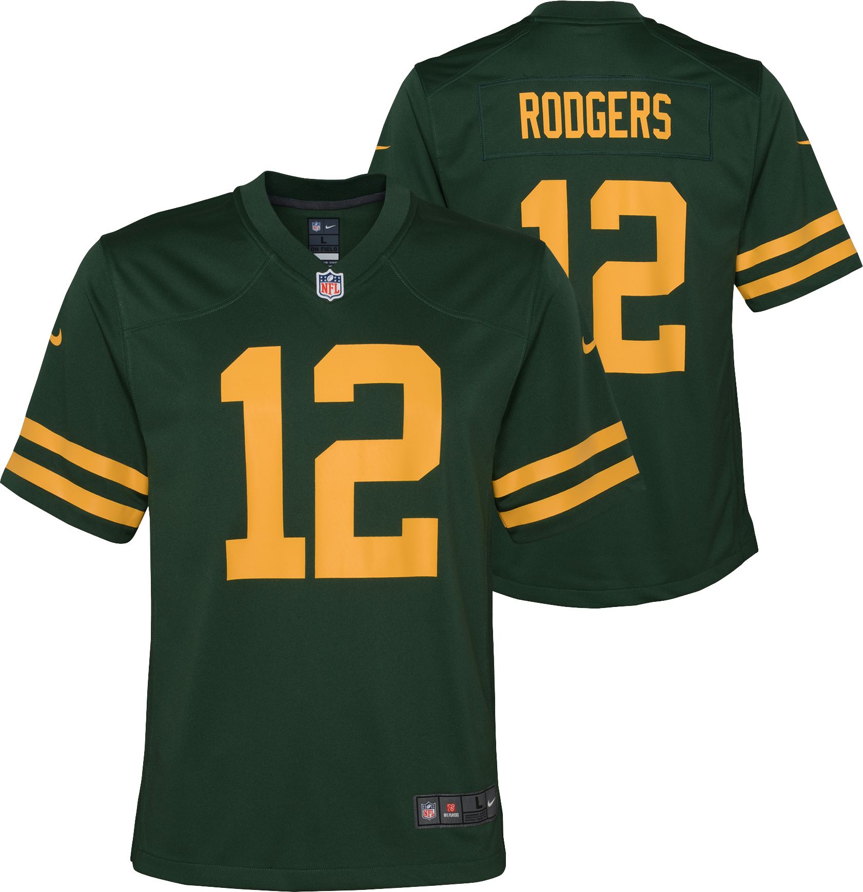 Buy the Womens White Green Bay Packers Aaron Rodgers #12 Football Jersey  Size XL