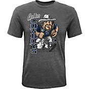 NFL Team Apparel Youth Dallas Cowboys Grey Bust Loose T-Shirt