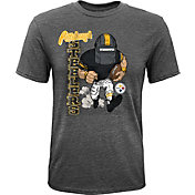 NFL Team Apparel Youth Pittsburgh Steelers Dark Grey Heather Bust Loose T-Shirt