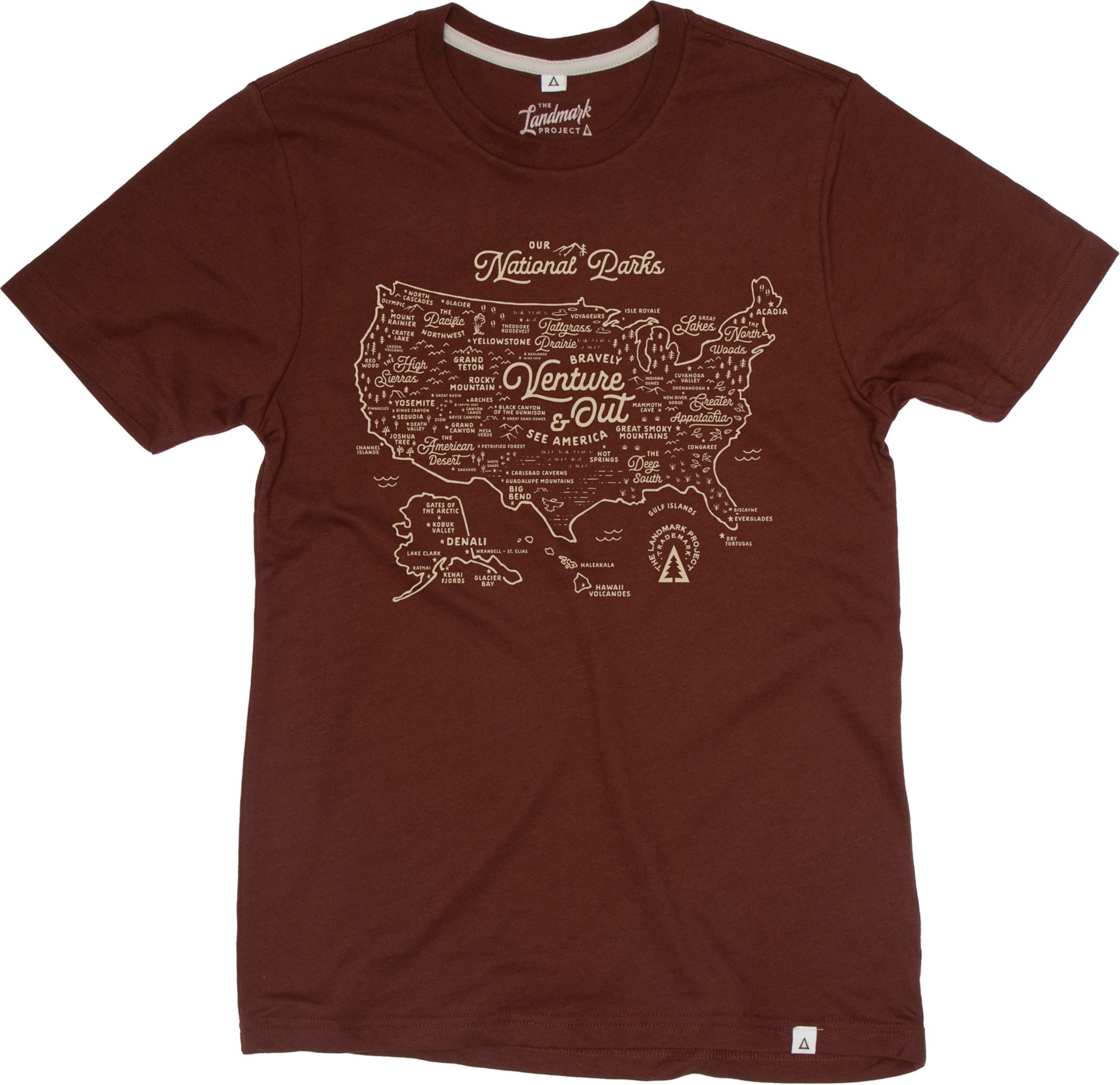 The Landmark Project Adult National Parks Map Short Sleeve Graphic T-Shirt, Women