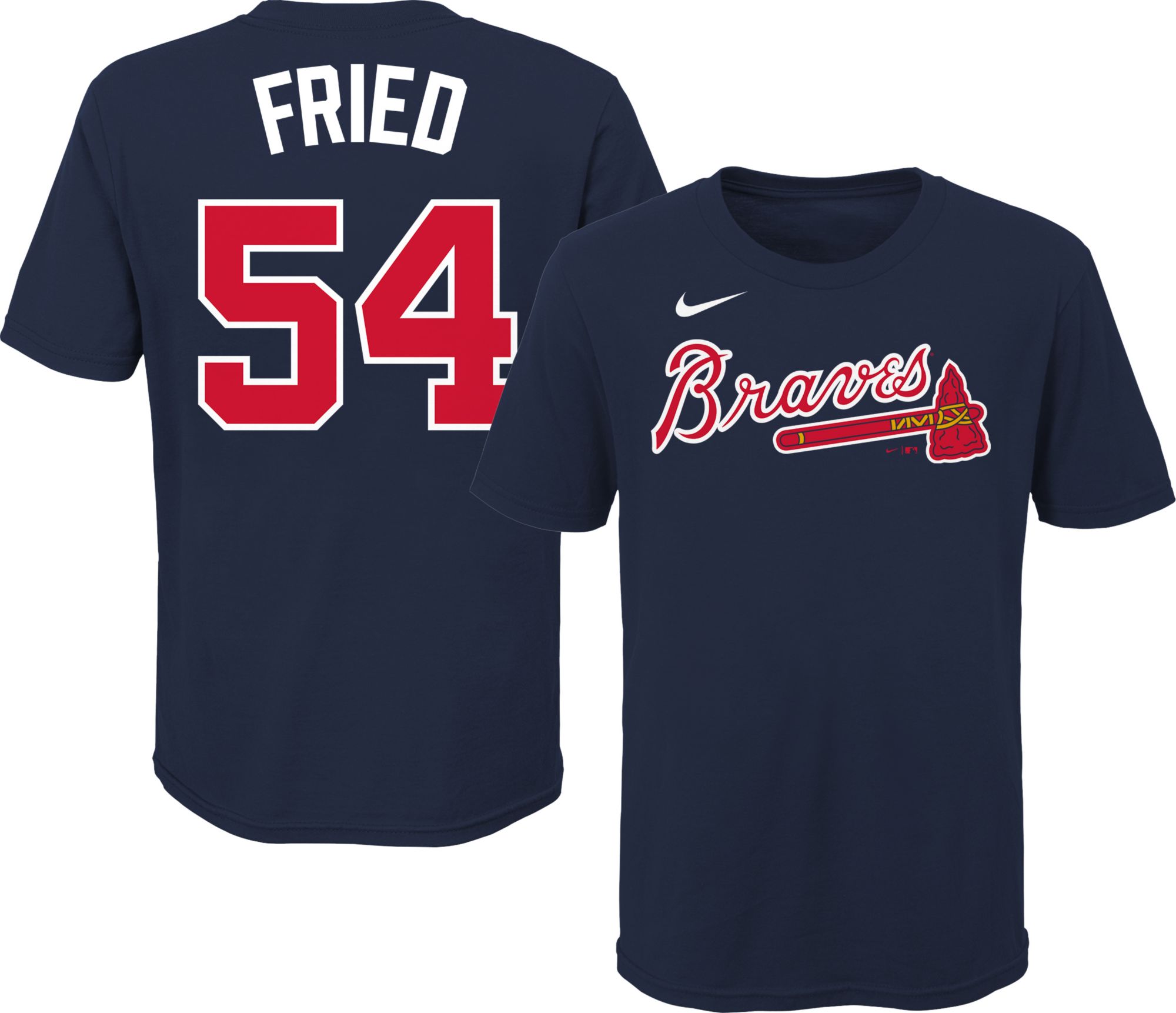 Nike Men's Atlanta Braves Max Fried #54 Navy T-Shirt