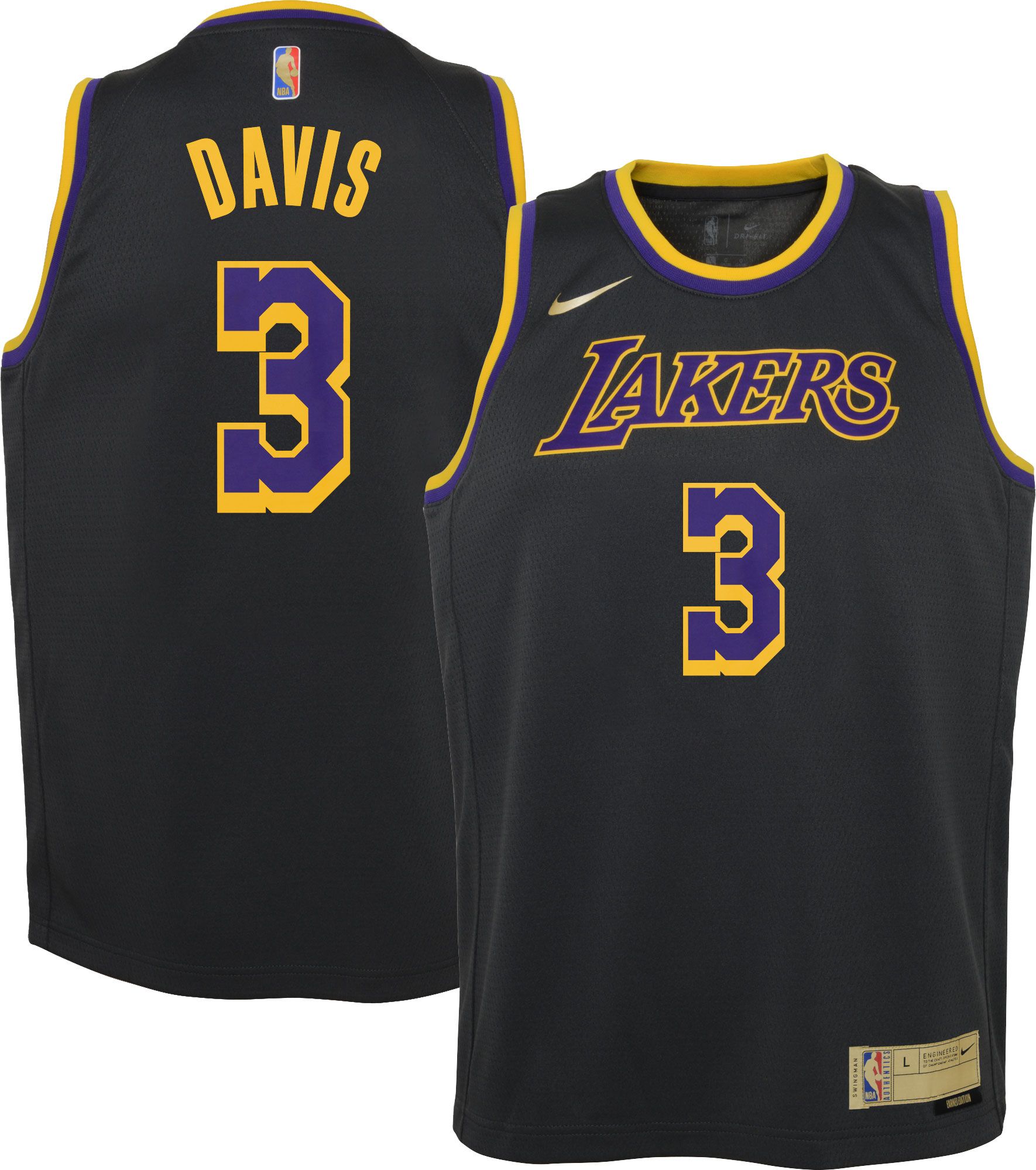 Nike NBA Lakers Anthony Davis Swingman Jersey Black