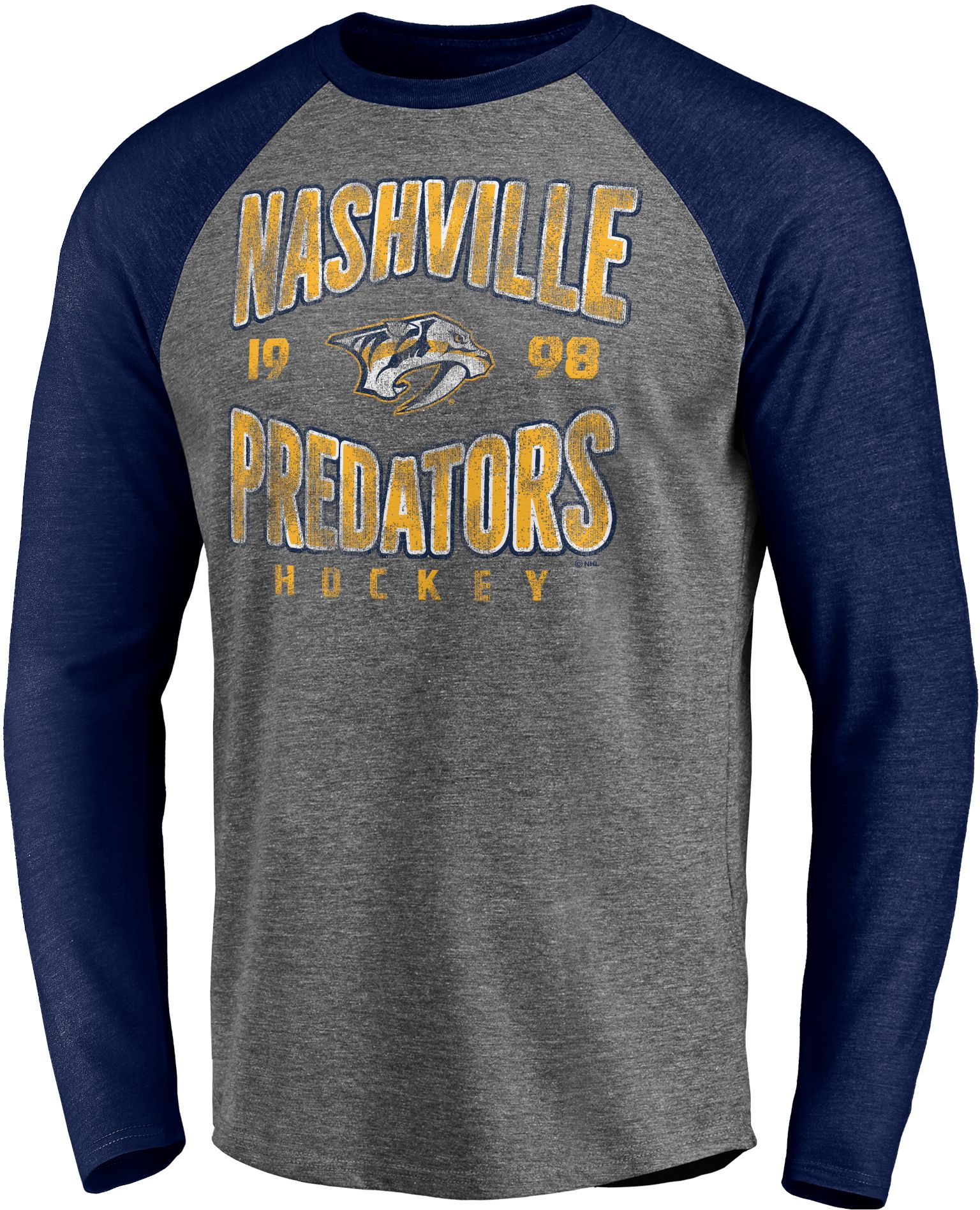 Men's Fanatics Branded Heather Charcoal Nashville Predators Stacked Long Sleeve Hoodie T-Shirt