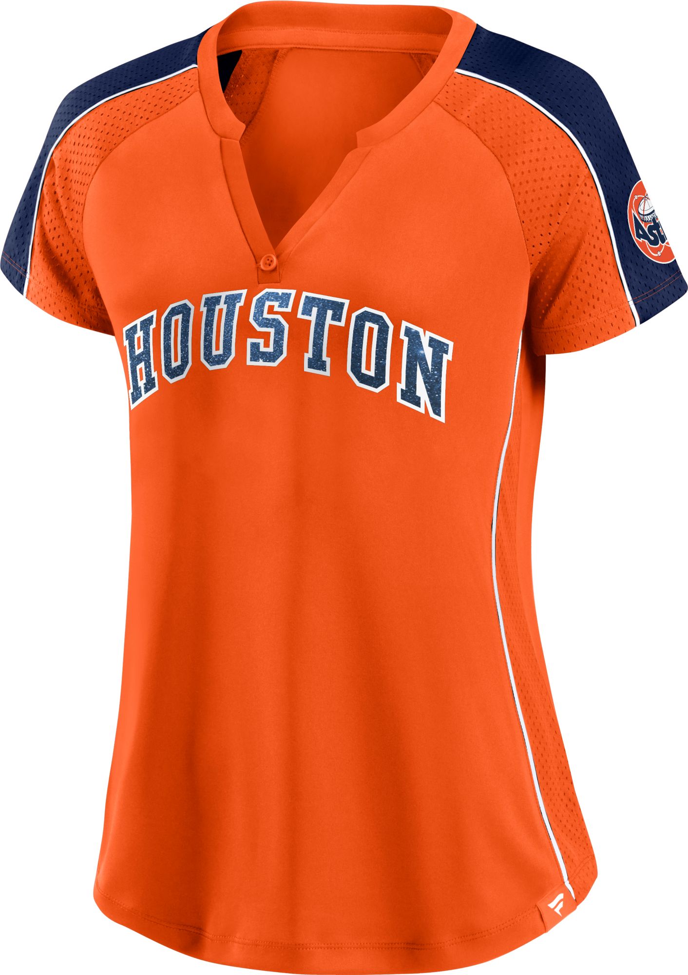 MLB Women's Houston Astros Orange Placket T-Shirt