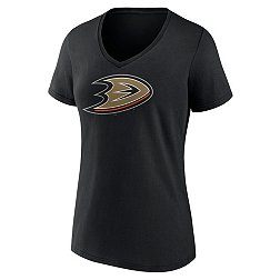 NHL Women's Anaheim Ducks Team Black V-Neck T-Shirt
