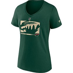 NHL Women's Minnesota Wild Secondary Authentic Pro Green V-Neck T-Shirt