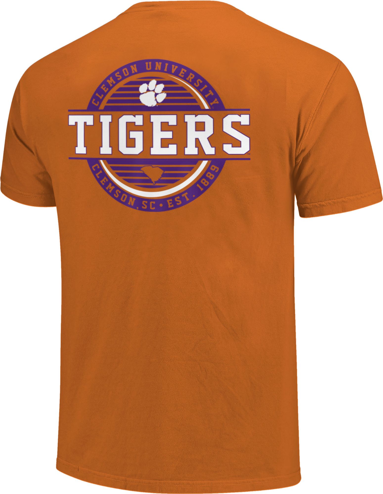 Image One Clemson Tigers Orange Striped Stamp T-Shirt