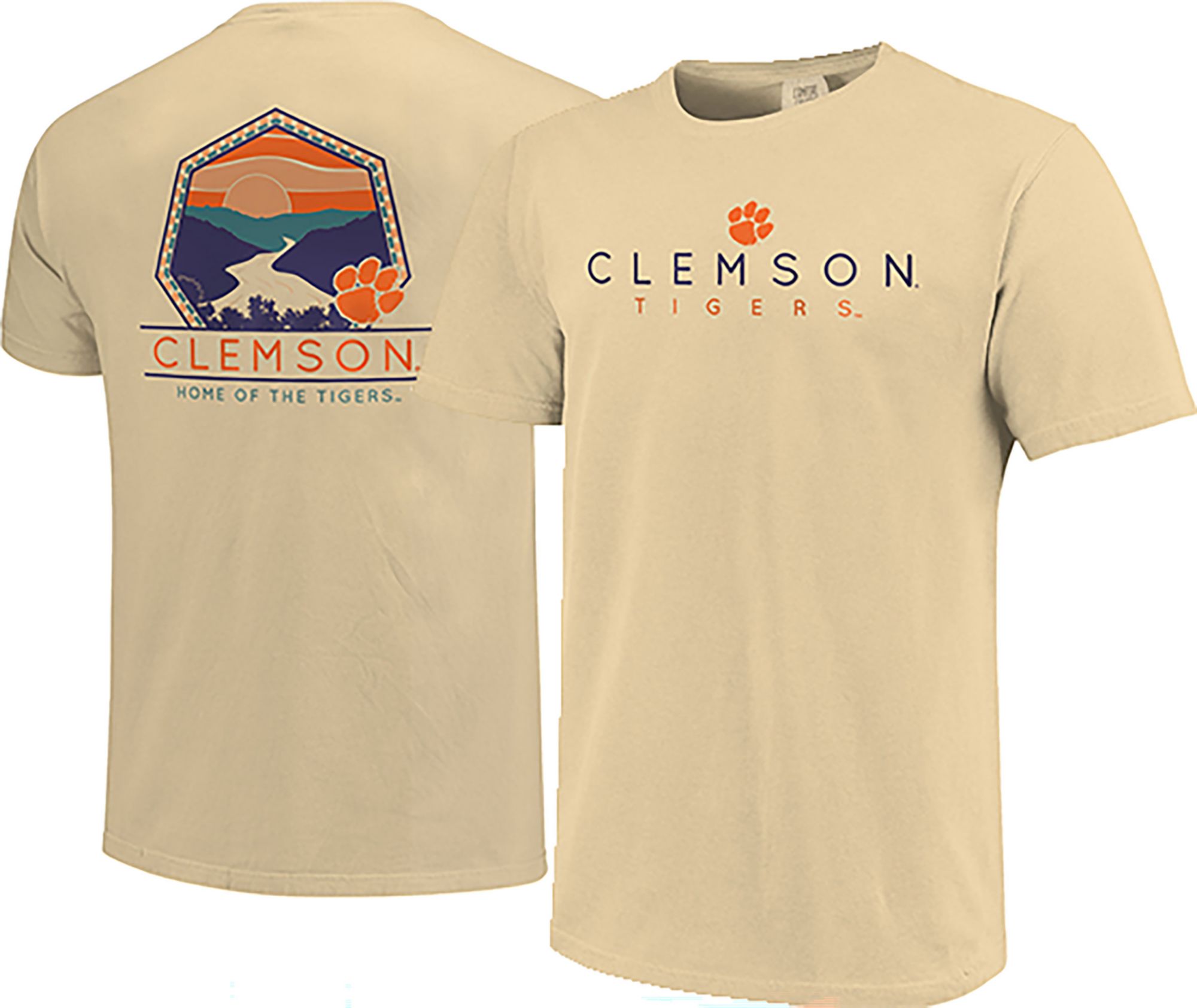 Image One Clemson Tigers White Landscape Badge T-Shirt