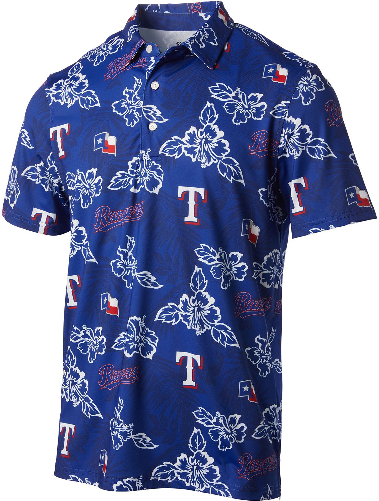 Reyn Spooner Men's Texas Rangers Navy Aloha Performance Polo - Rangers Polo Shirt