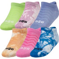 DSG Girls' Tie Dye Low Cut Liner Socks - 6 Pack