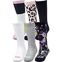 DSG Girls' Fashion Crew Socks Multicolor 6-Pack