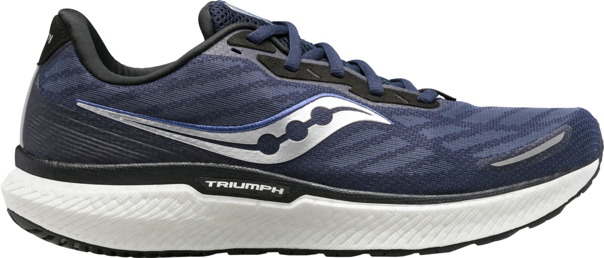 Saucony Men’s Triumph 19 Running Shoes, Size 11.5, White/Black/Blue | Black Friday Deal