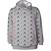 Stitches Youth Atlanta Braves Grey All Over Print Pullover Hoodie