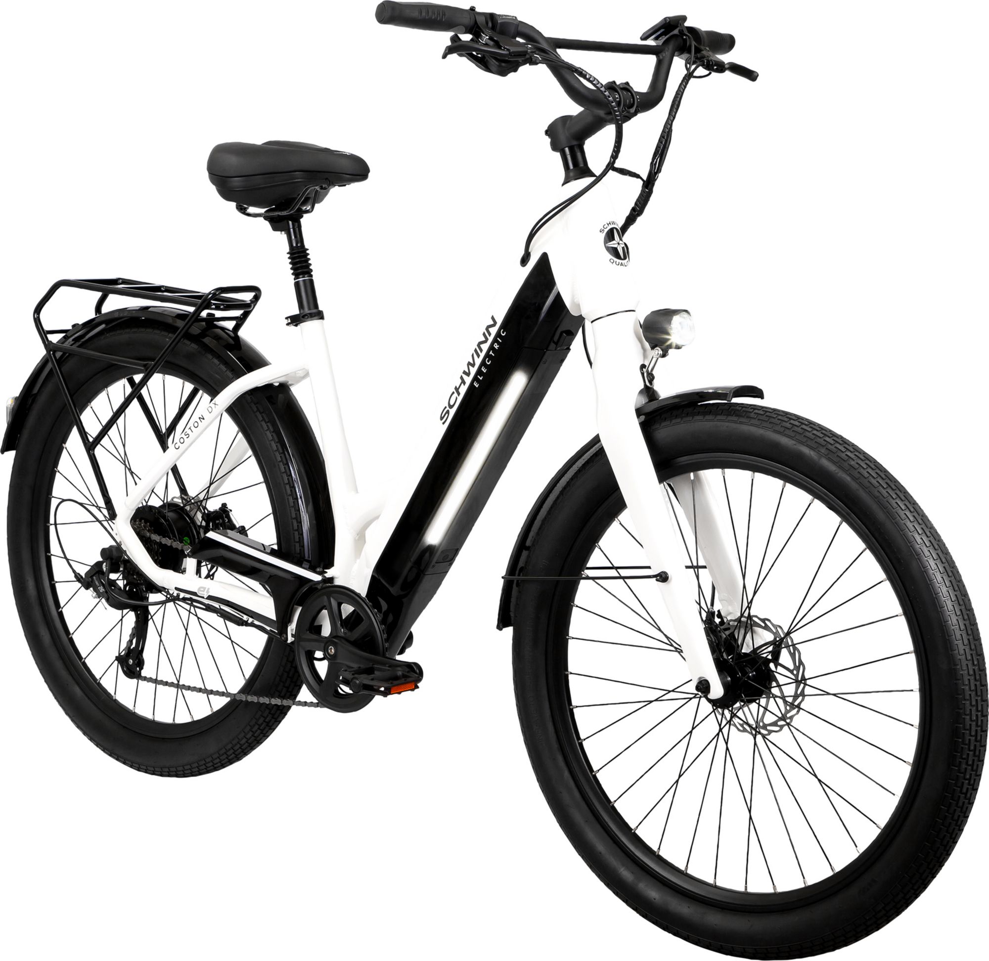 Schwinn Adult Coston 275 DX StepThru Electric Hybrid Bike  SM  Mens  White  Bikes  Electric Bikes  Electric Bikes  Unisex Electric Bike