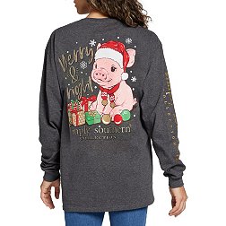 Simply Southern Women's Long Sleeve Merry and Bright Graphic T-Shirt