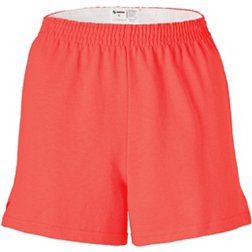 Aeropostale Womens Neon Stripe Athletic Workout Shorts, Orange, X-Large