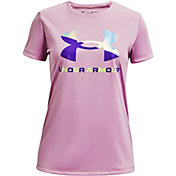 Under Armour Girls' UA Tech Split Foil Big Logo Short Sleeve T-Shirt