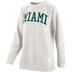 Pressbox Women's Miami Hurricanes Oatmeal Terrycloth Crew Pullover Sweatshirt