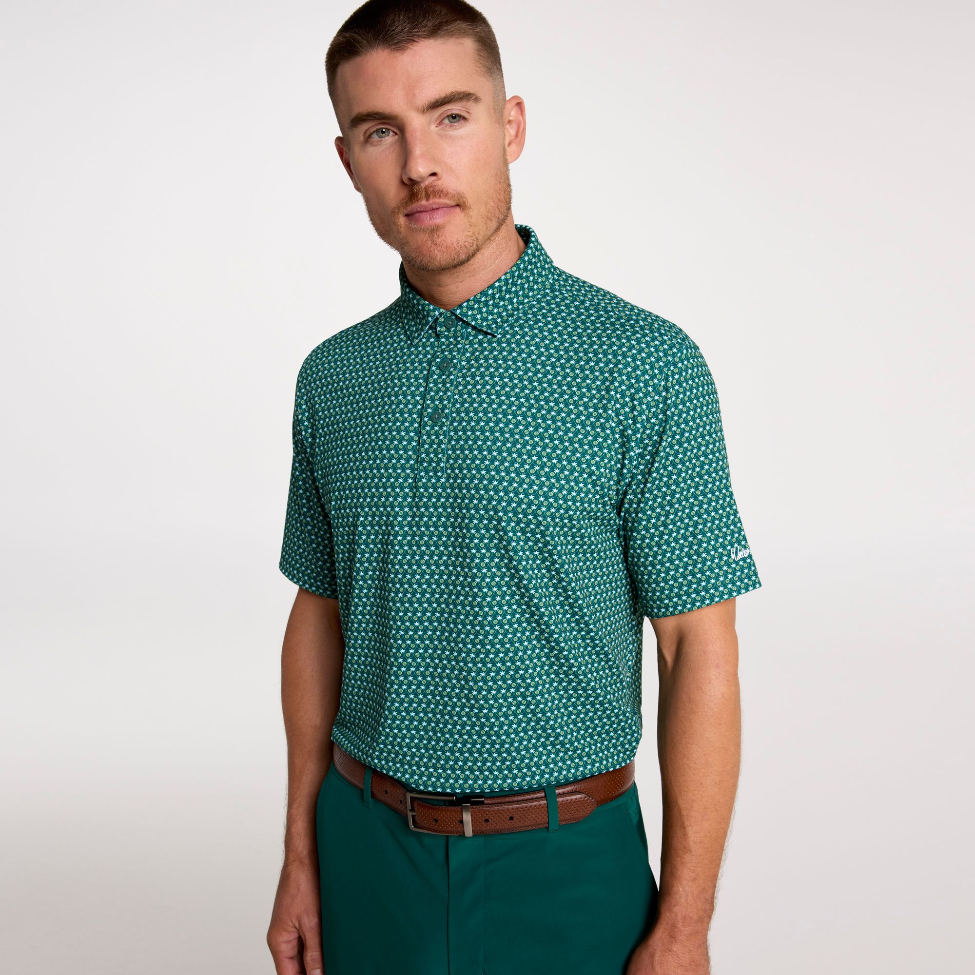 Walter Hagen Men's Performance 11 Novelty Print Golf Polo - Green