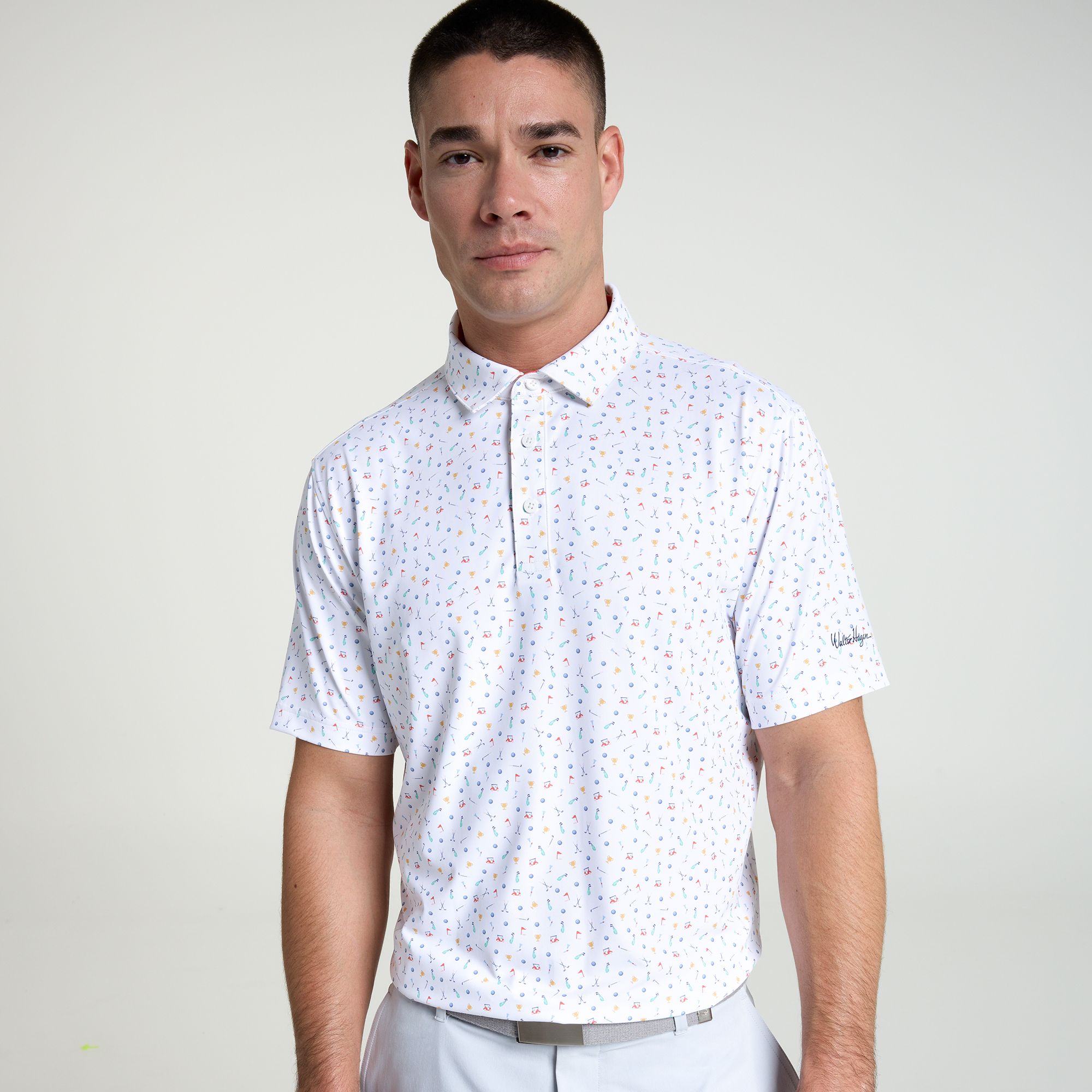 Walter Hagen Men's Performance 11 Novelty Print Golf Polo - White