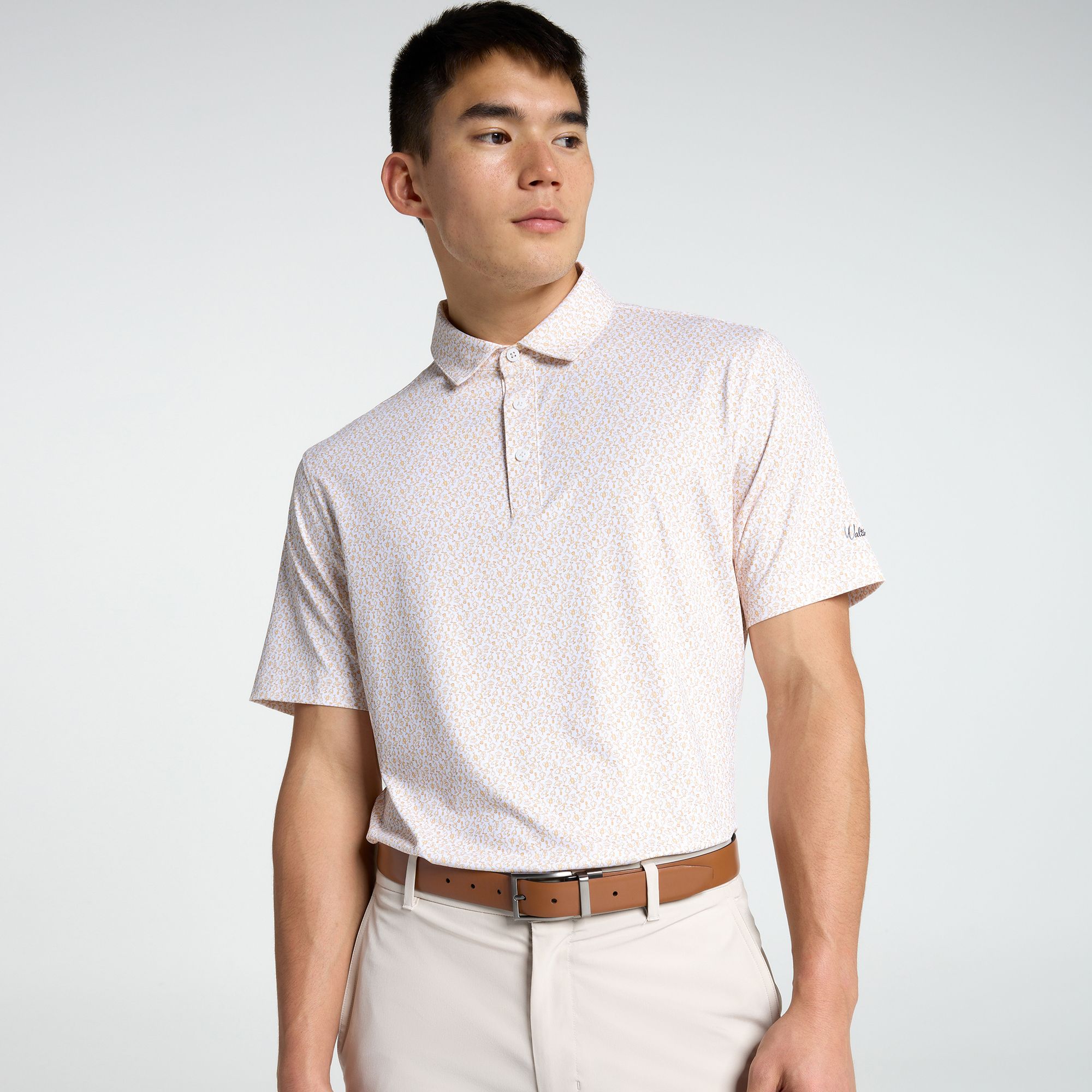 Walter Hagen Men's Performance 11 Novelty Print Golf Polo - Orange