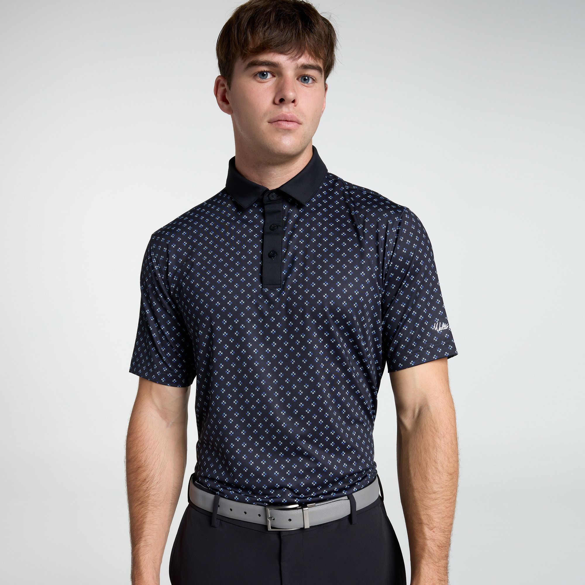 Walter Hagen Men's Performance 11 Novelty Print Golf Polo - Black