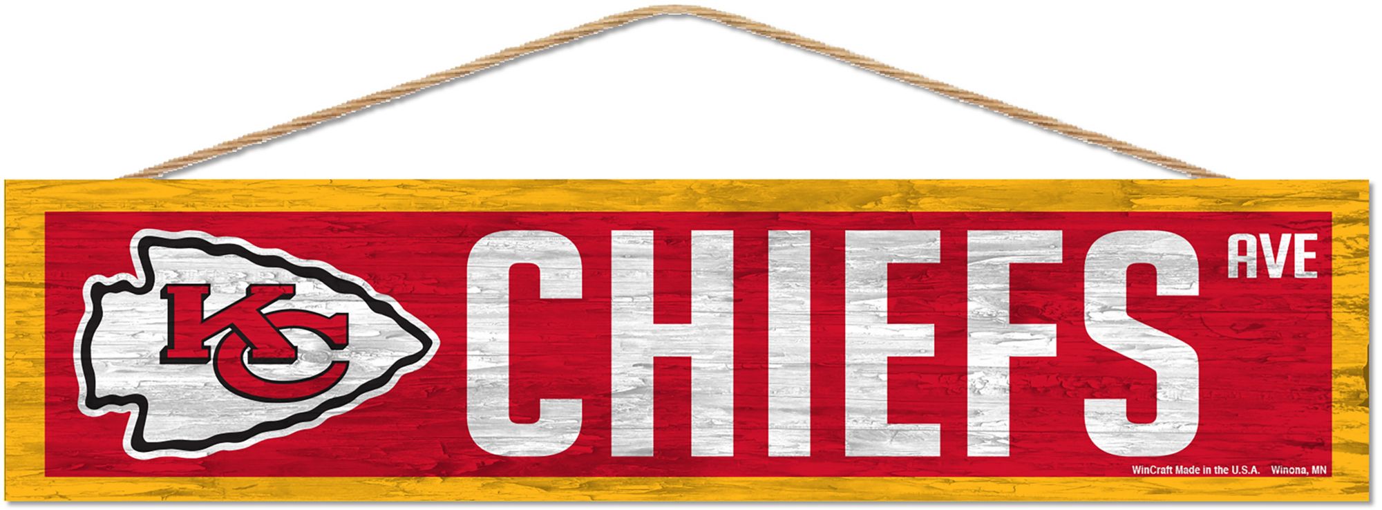 WinCraft Kansas City Chiefs 4'' x 17'' Wood Rope Sign