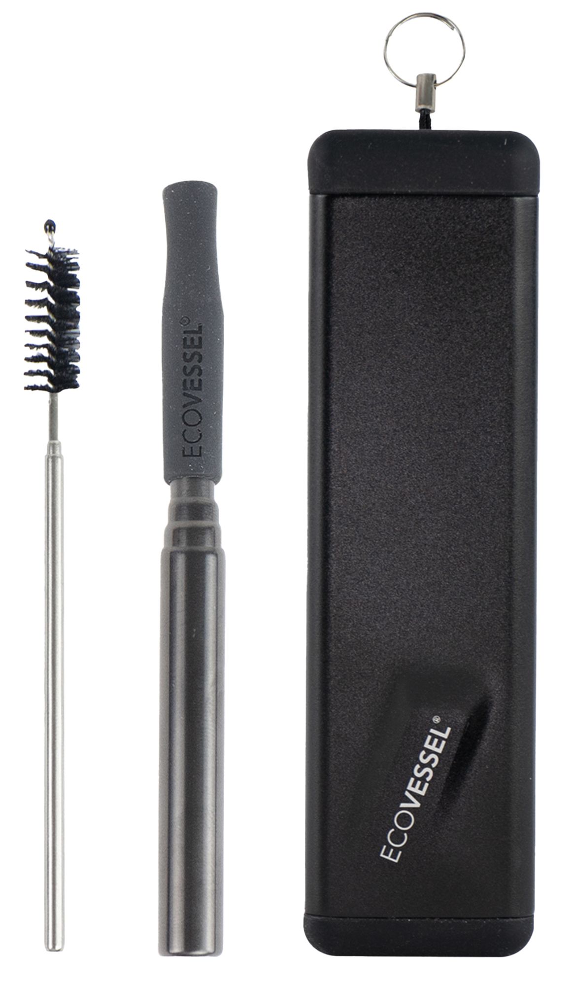 EcoVessel Reusable Stainless Steel QuickStraw with Cleaning Brush Straw and Case