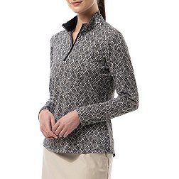 SanSoleil Women's Solshine Printed 1/4 Zip Long Sleeve Golf Top
