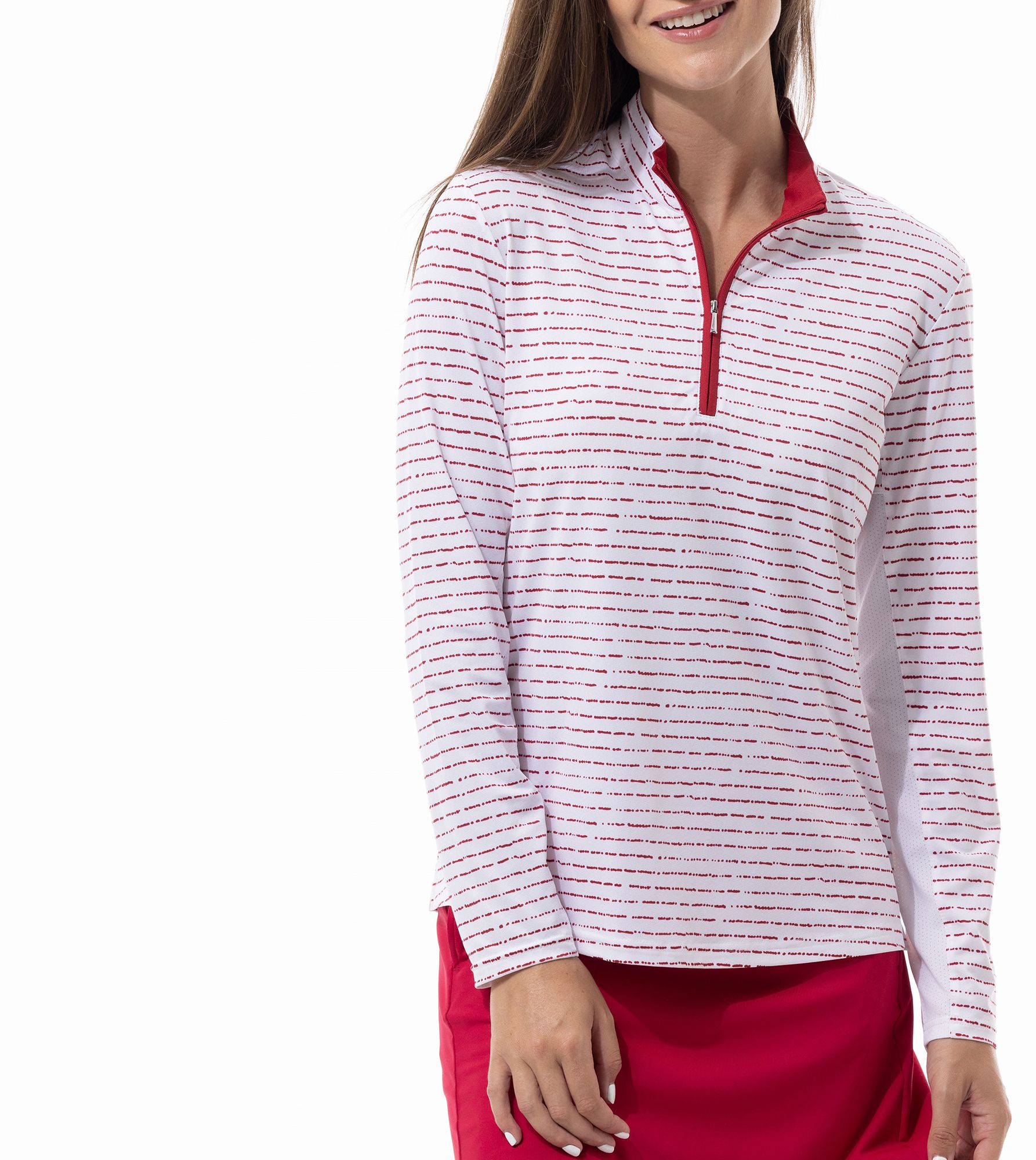 SanSoleil Women's Solshine Printed 1/4 Zip Long Sleeve Golf Top