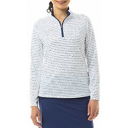 San Soleil Women's SolShine Mock Neck Long Sleeve Golf Shirt