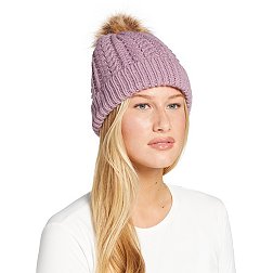 Northeast Outfitters Women's Cozy Cabin Cable Knit Fur Pom Hat