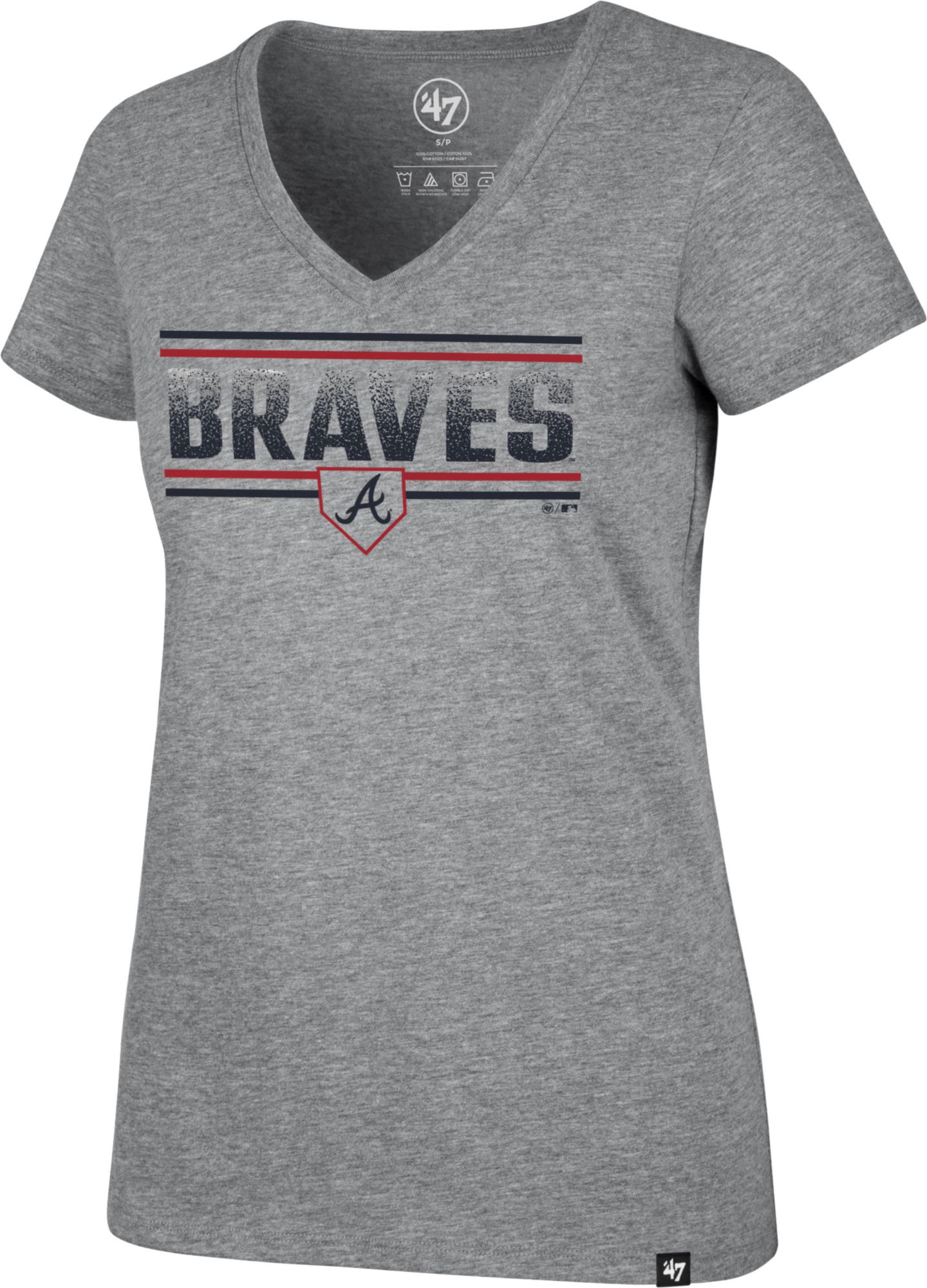 47 Men's Atlanta Braves Gray Franklin Long Sleeve Raglan T-Shirt