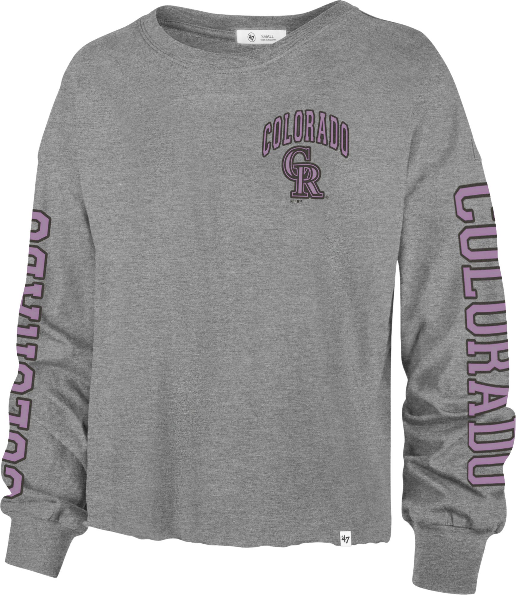 Women's Purple Colorado Rockies Cropped Long Sleeve T-Shirt