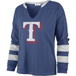 Women's Texas Rangers Majestic Light Blue 2020 Alternate Wordmark V-Neck  T-Shirt