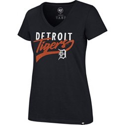 '47 Women's Detroit Tigers Navy Glitter Rival V-Neck T-Shirt