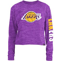5th & Ocean Women's Los Angeles Lakers Purple Space Dye Logo Long Sleeve T-Shirt