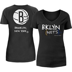 5th & Ocean Women's 2022-23 City Edition Brooklyn Nets White V-Neck T-Shirt