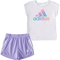 adidas Infant Girls' 2 Piece Graphic T-Shirt and Mesh Shorts Set