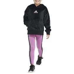 adidas Little Girls' 2-Piece Silken Fleece Hooded Pullover Tights Set