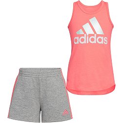 adidas Girls' Sleeveless Tank Top and French Terry Short 2 Piece Set