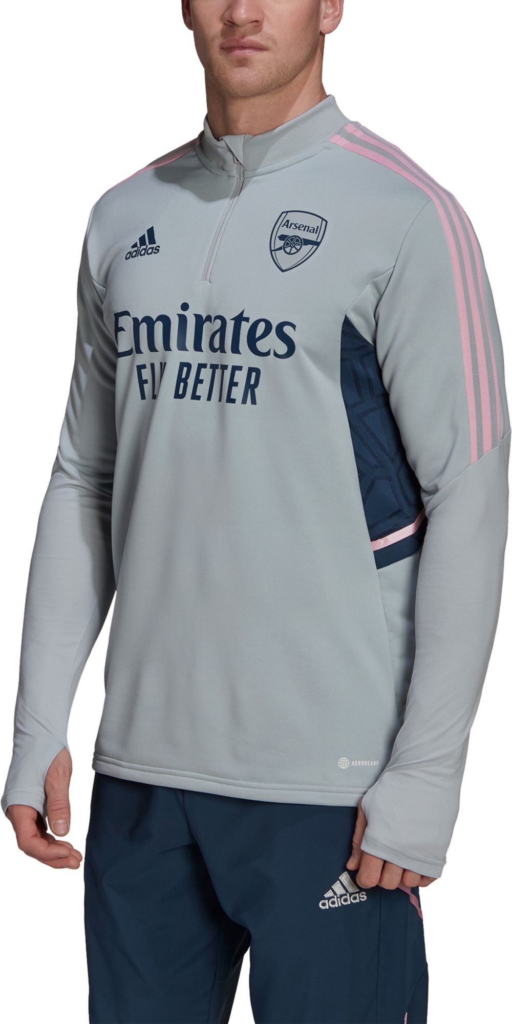 adidas Arsenal '22 Grey Training Quarter-Zip Pullover Shirt