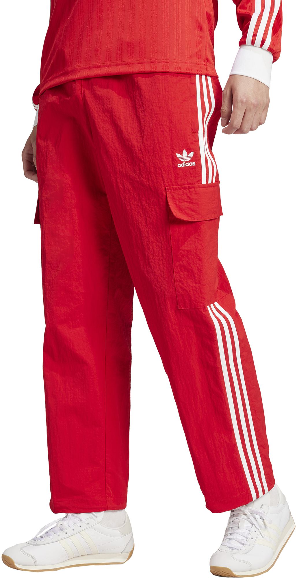 adidas Originals Men's Adicolor Classics 3-Stripes Cargo Pants - Red
