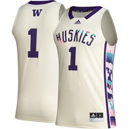adidas Men's Washington Huskies #1 White Replica Basketball Jersey