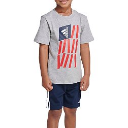 adidas Boys' Graphic Short Sleeve T-Shirt and Shorts 2-Piece Set