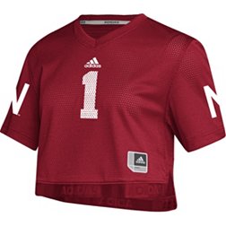 adidas Women's Nebraska Cornhuskers Scarlet Cropped Football Jersey