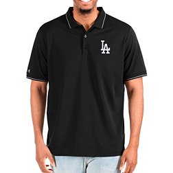 Antigua Men's Los Angeles Dodgers Black Affluent Polo