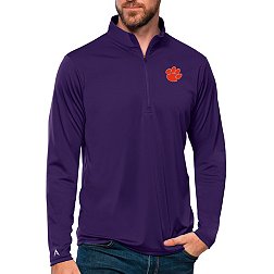 Antigua Men's Clemson Tigers Purple Tribute Quarter-Zip Shirt