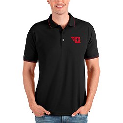 Antigua Men's Dayton Flyers Black and Red Affluent Polo