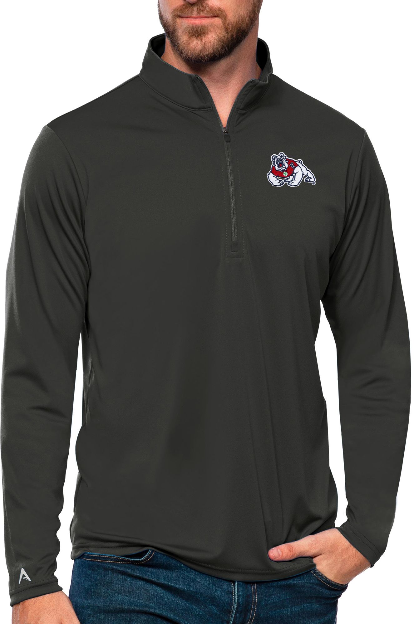 Antigua Men's Fresno State Bulldogs Smoke Tribute Quarter-Zip Shirt